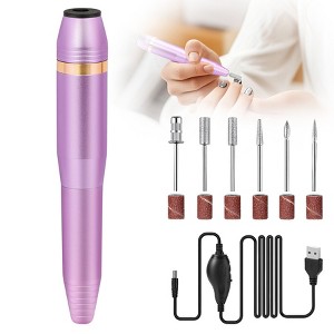 Portable Electric Nail Drill, Professional Nail File Kit for Acrylic, Gel Nails, Manicure Pedicure with Nail Drill Bits Sanding Bands Rose gold - 1 of 4