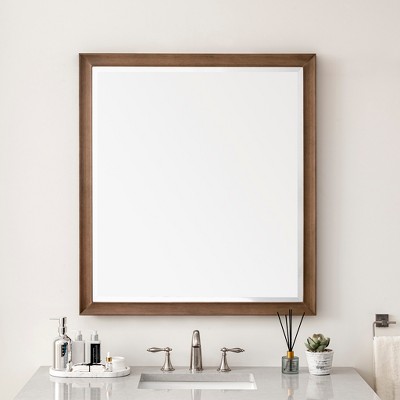 Whitewashed Walnut 40" x 36" Rectangular Framed Mirror