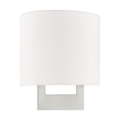 Elegant Brushed Nickel 1-Light Wall Sconce with Off-White Shade