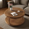 Mshliw 31.5'' Round Solid Wood Coffee Table with 2-Tier Thick Shelves and Beaded Trim, Dining Table, Accent Table for Living Room or Lounge - 3 of 4