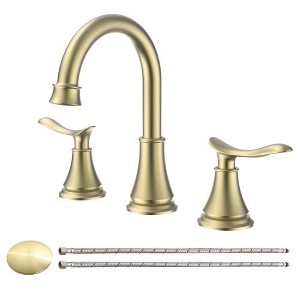 Bathroom Sink Faucets Widespread Two Handle Bathroom Sink Faucet Hole Swivel Spout Pop Up Drain cUPC Hoses - 1 of 3