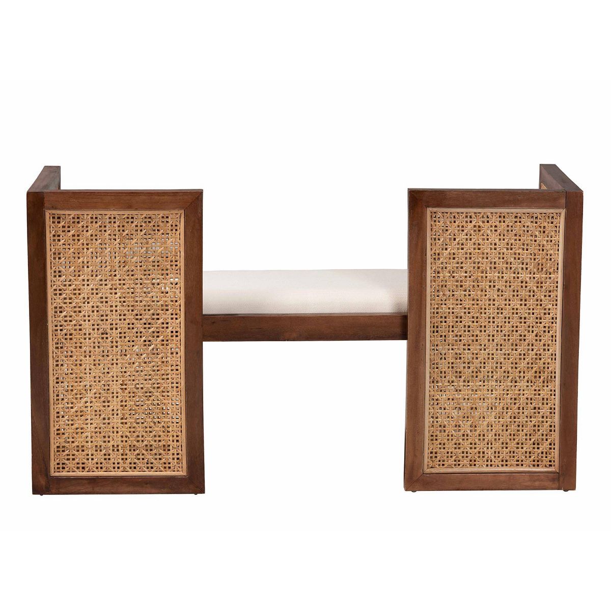 bali & pari Lovina Rattan and Acacia Wood Accent Bench Light Honey/Light Brown - thumbnail 5