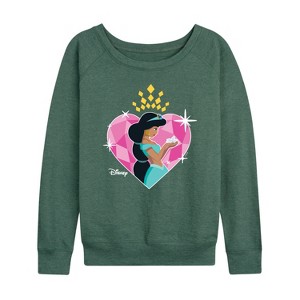 Women's - Disney Princess - Jasmine Heart Lightweight French Terry Wide Neck Long Sleeve Shirt - 1 of 4
