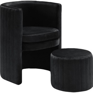 Meridian Furniture Selena Velvet Accent Chair and Ottoman Set in Black - 1 of 4