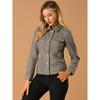 INSPIRE CHIC Women's Turn-Down Collar Flap Pockets Snap Button Faux Suede Jacket - 3 of 4