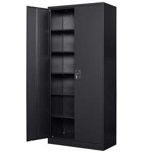 Mlezan Storage Cabinet with Locking Doors, 71" Tall 18" Deep Metal Cabinet with 5 Adjustable Shelves for Pantry, Office,  Home Kitchen Pantry Cabinets - 1 of 4