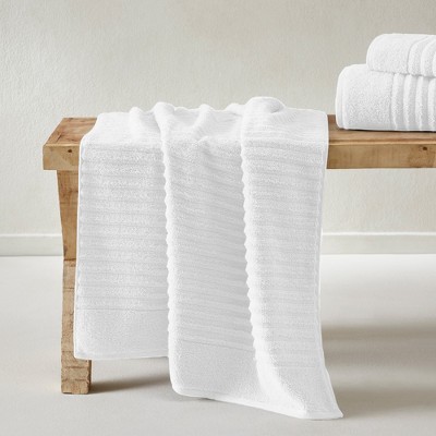 White Combed Cotton Ribbed Hand Towel Set - 6 Pack