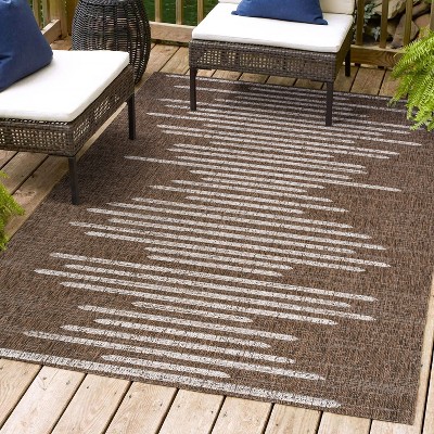 Brown and Beige 8' x 10' Synthetic Stripe Area Rug