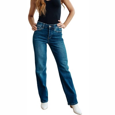 Women's High Rise Button Fly Straight Jeans - Judy Blue