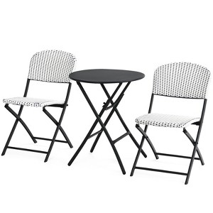 Tangkula 3PCS Patio Rattan Furniture Set Outdoor Chairs & Coffee Table Wicker Bistro Table Set for Balcony Lawn Garden - 1 of 4