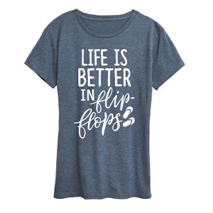 Women's - Instant Message - Life Is Better In Flip Flops Short Sleeve Graphic T-Shirt - 1 of 4