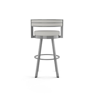 Light Gray Swivel Bar Stool with Metal Frame