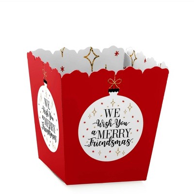 Big Dot of Happiness Red and Gold Friendsmas - Party Mini Favor Boxes - Friends Christmas Party Treat Candy Boxes - Set of 12