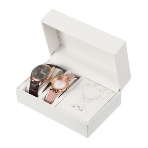 Unique Bargains PU Leather Soft  Travel 2 Slot Watch 1 Necklace 1 Ring 2 Earrings Storage Case - 1 of 4