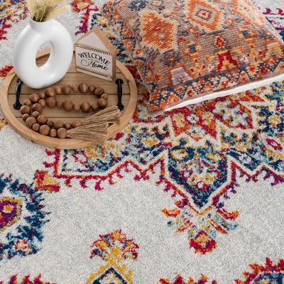 Istanbul Ivory and Navy Medallion Polypropylene Area Rug