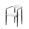 PAGED Mid-Century Modern Dining Chairs Set of 2 Round Boucle Backrest Kitchen Chairs with Black Metal Frame for Dining Room, Kitchen, White+Black - 2 of 4