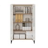 ORRD Modern Bookcase Cabinet with 2 Glass Doors, 4 Adjustable Shelves, Maple & Off White Storage for Living Room, Home Office, Dining Room - 3 of 4