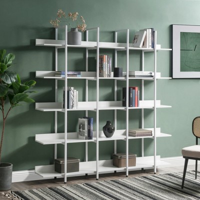 Chic Crate-5-Tier Open Bookshelf – Vintage Industrial | MDF+Metal Frame | Home Office | Open Shelving