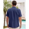 Men's Cotton Linen Shirts Relaxed Fit Short Sleeve Beach Button Down Shirt Button Up Pleats Guayabera Shirts - 4 of 4