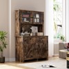 Homhougo Kitchen Pantry Cabinet with Microwave Stand, Freestanding Hutch Cabinet with Buffet Cupboard, Tall Kitchen Cabinets with Adjustable Shelves - 3 of 4
