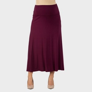 24seven Comfort Aapparel Maternity Solid Color Elastic Waist Maxi Skirt - 1 of 4