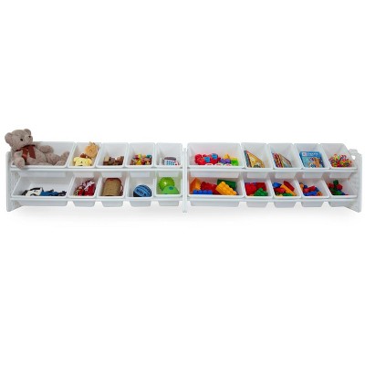 UNiPLAY Toy Organizer With 20 Removable Storage Bins and Block Play Panel, Multi-Size Bin Organizer (White)