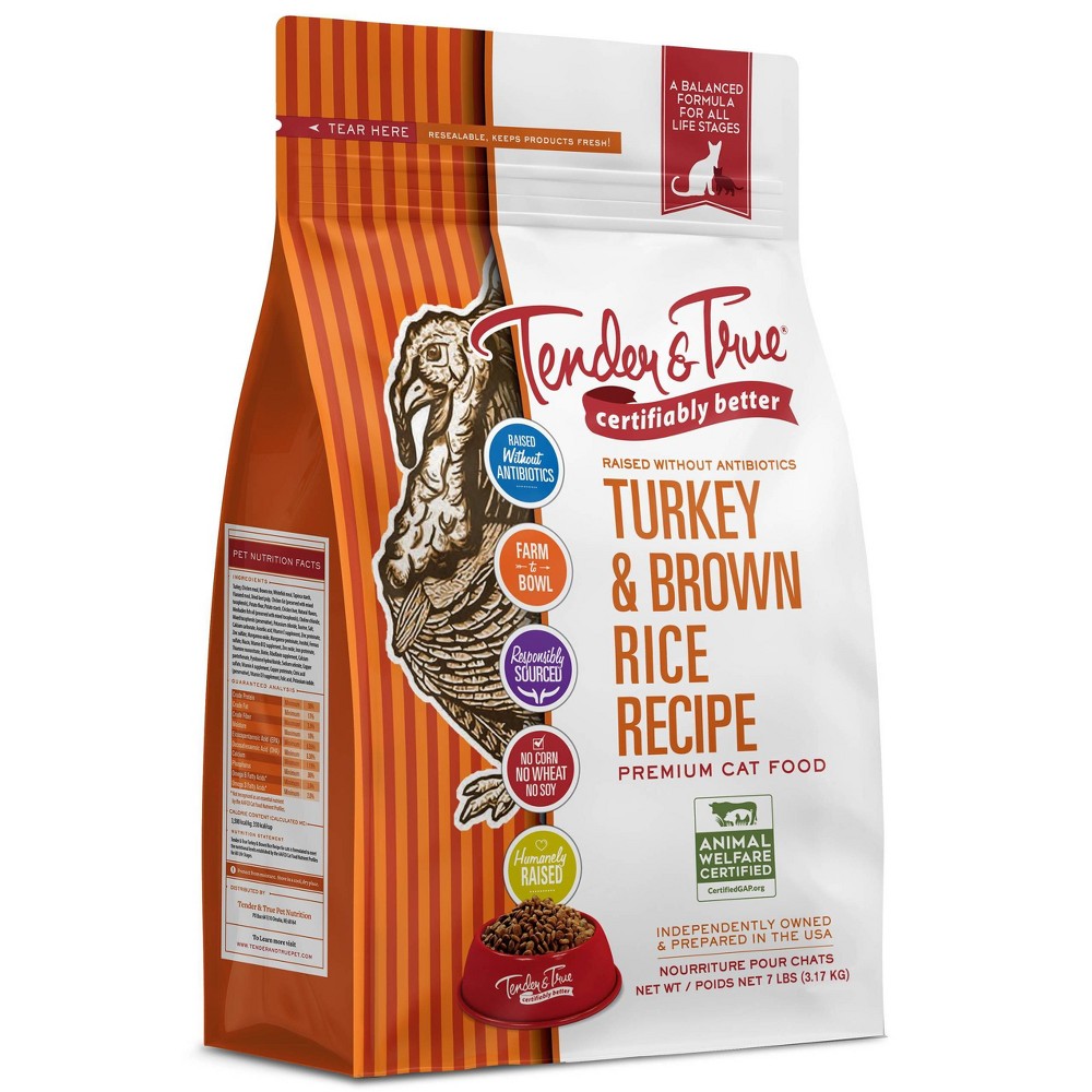 Tender & True Turkey and Brown Rice Recipe Dry Cat Food - 7lb