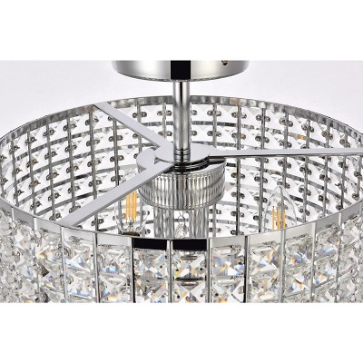 Elise 14" Brass and Crystal Flush Mount Light