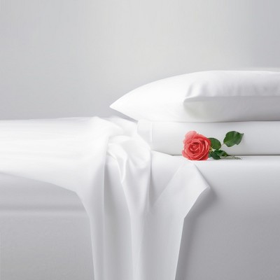Bright White Egyptian Cotton Sateen Queen Pillowcases Set