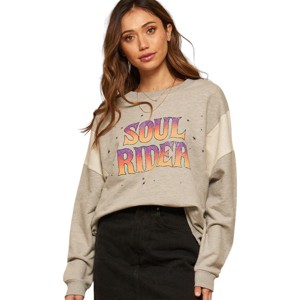 Slickblue Women's Heather Grey Graphic Sweatshirt - "Know Your Power" Text, Batwing Sleeve, Size S-L - 1 of 4