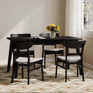 GDFStudio Dimick Mid Century Modern Fabric Upholstered Wood 5 Piece Dining Set - 1 of 4