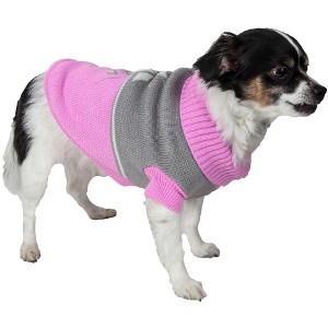 Pet Life (R) Snow Flake Cable-Knit Ribbed Fashion Turtle Neck Dog Sweater - 1 of 3