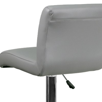 Gray Adjustable Height Swivel Bar Stool with Vinyl Seat