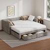 Twin to King Size Daybed with Trundle, Twin Size Chenille Upholstered Extendable Sofa Bed Frame with Storage Drawers - ModernLuxe - 2 of 4