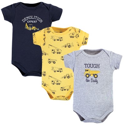 Image of Hudson Baby Infant Boy Cotton Bodysuits, Construction, 9-12 Months