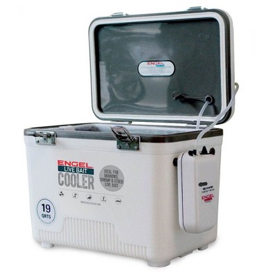 Engel 13 Quart Insulated Live Bait Fishing Dry Box Cooler with Water Pump