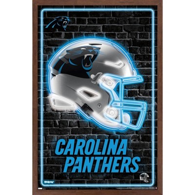 Trends International NFL Carolina Panthers - Drip Helmet 20 Framed Wall  Poster Prints Mahogany Framed Version 22.375 x 34