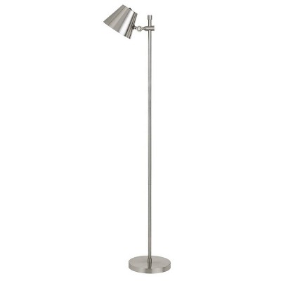 62.5" Metal Vaduz Floor Lamp with Adjustable Head (Includes LED Light Bulb) Brushed Steel - Cal Lighting