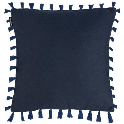 Blue and Cream Abstract Tassel Throw Pillow