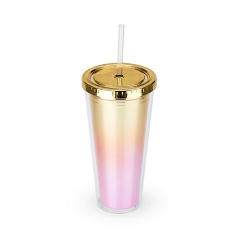 Zodaca Reusable Clear Boba Bubble Tea Cup with Lid & Straw Set, To-Go Clear Smoothie Drinking Tumbler, 24oz