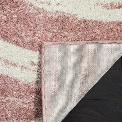 Chic Rose and Cream Reversible Synthetic Area Rug - 2'6" x 10'