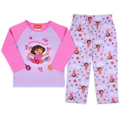 Nickelodeon Toddler Girls Dora the Explorer Hola Flower Sleep Pajama Set 2T Purple