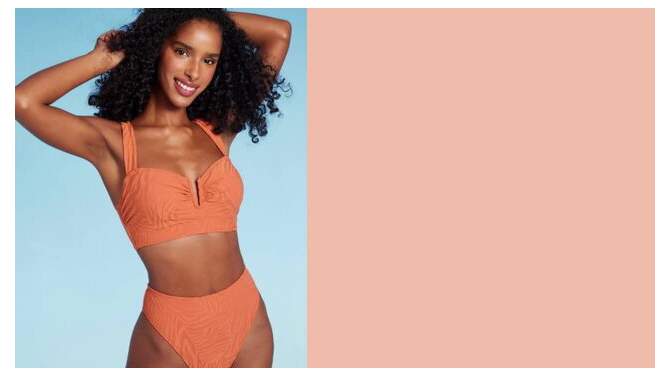 Women's Bandeau Jacquard Bikini Top - Shade & Shore™ Orange, 2 of 11, play video