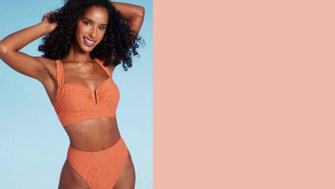 Women's Bandeau Jacquard Bikini Top - Shade & Shore™ Orange, 2 of 11, play video