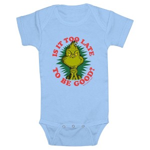 Infant's Dr. Seuss Christmas Is It Too Late  Bodysuit - Light Blue - 12 Months - 1 of 3