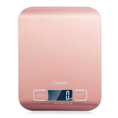 Insten Digital Food Kitchen Scale in Grams & Ounces - 1g/0.1oz Precise Upto 11lb (5000g) Capacity, Rose Gold