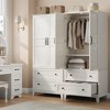 Armoire Wardrobe Closet with 2 Drawers,72" Wooden Tall Clothing Wardrobe Cabinet with Hanging Rod, Armoire with Doors Adjustable Shelves for Bedroom - 2 of 4