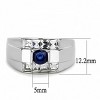 Slickblue Men's Polished Stainless Steel Ring, Synthetic Glass Center Montana with Clear Accent, Round Style, Sizes 9-13 - 2 of 4