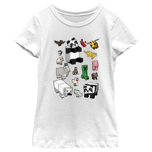 Girl's Minecraft Overworld Mobs T-Shirt - 1 of 4