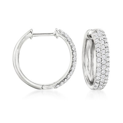 Ross-Simons 0.50 ct. t.w. Pave Diamond Hoop Earrings in Sterling Silver